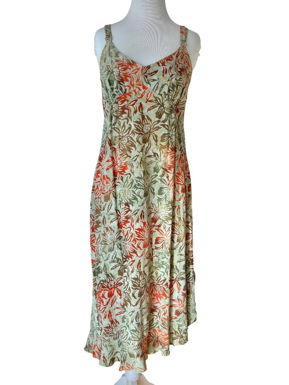 Vintage Nomadic Traders Floral Midi Tie Dye Dress Batik Tank Ruffle Flowy Hippie
